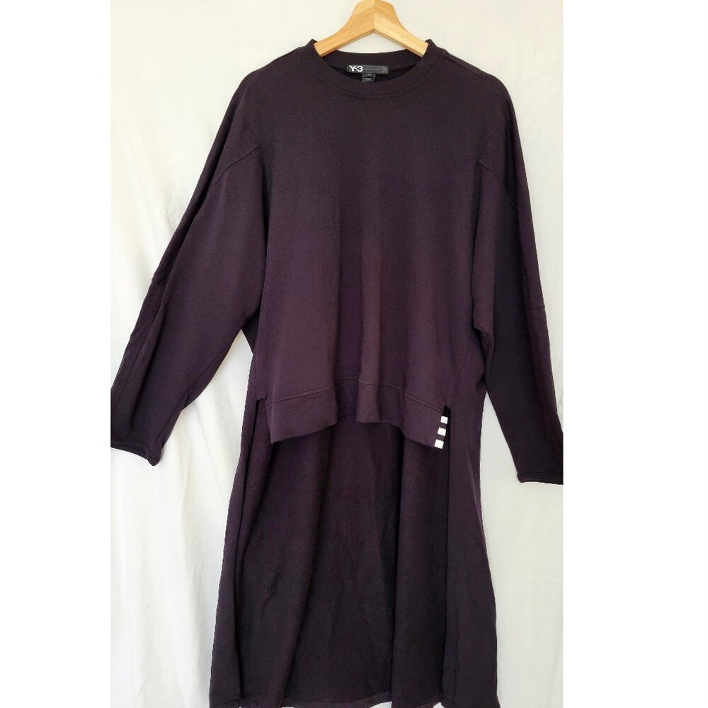 Y-3 Yohji Yamamoto Adidas Black Relaxed Fit Tunic High-Low Hem Long Sleeve S